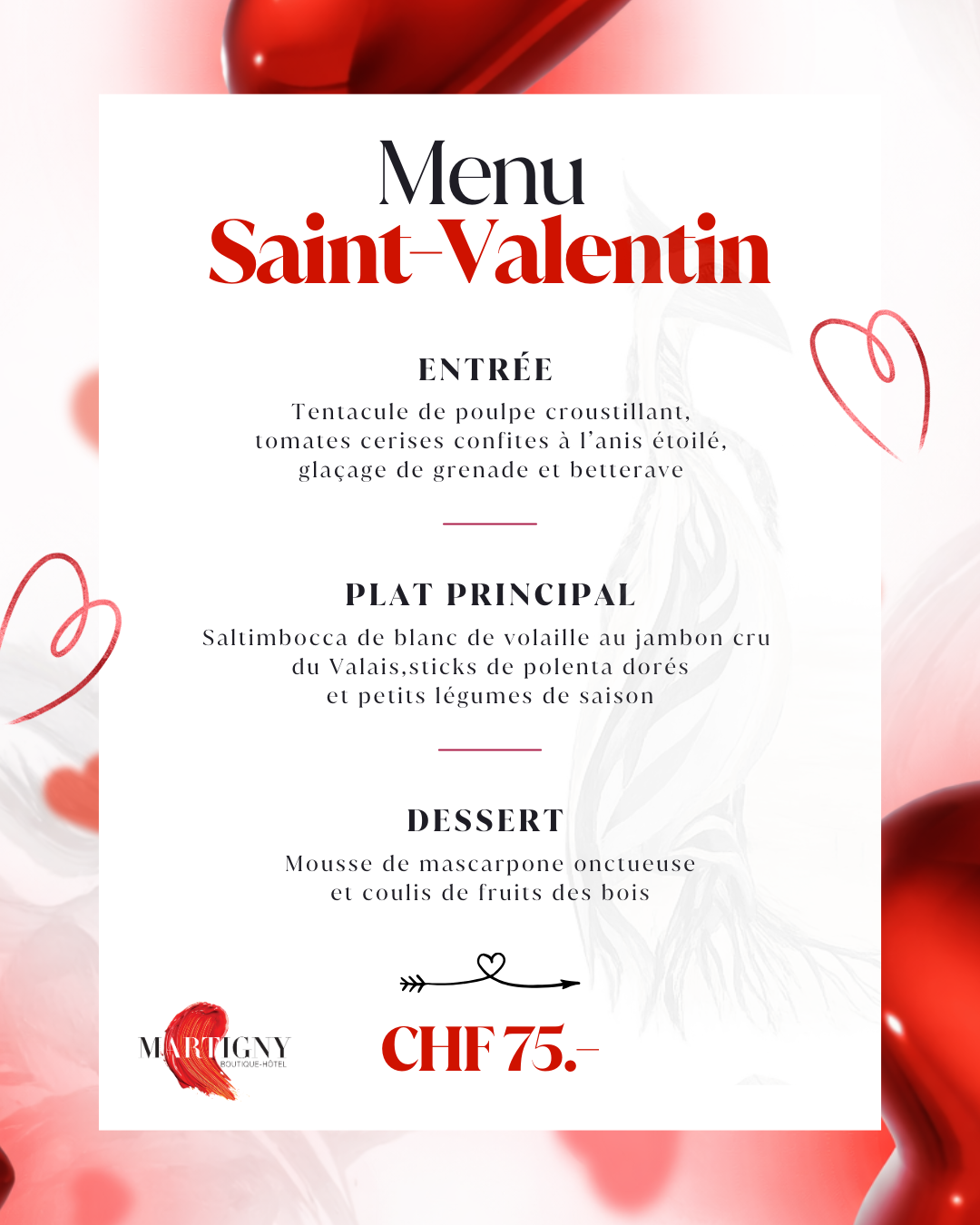 Menu Saint Valentin